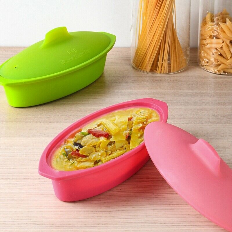 2 Pcs Silicone Steamed Fish Bowl,Silicone Steamer for Microwave Oven,SiliconE4L3