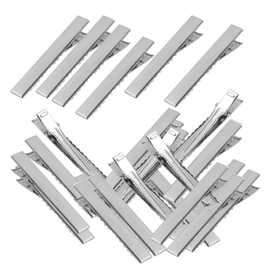 2X 50pcs Assorted Size Flat Single Prong Metal Alligator Hair Clips 56mm