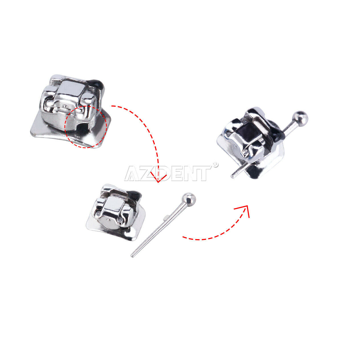 Dental Self-Ligating Brackets 8Pc Buccal Tube MBT.022 345 Movable Hook Marked