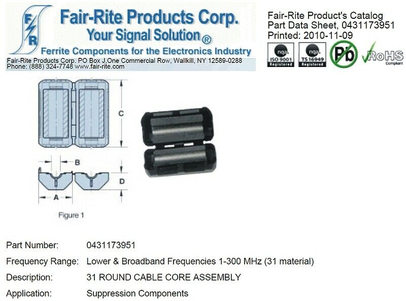 [20pcs] LF-50BR4 Ferrit to Cabel CORE