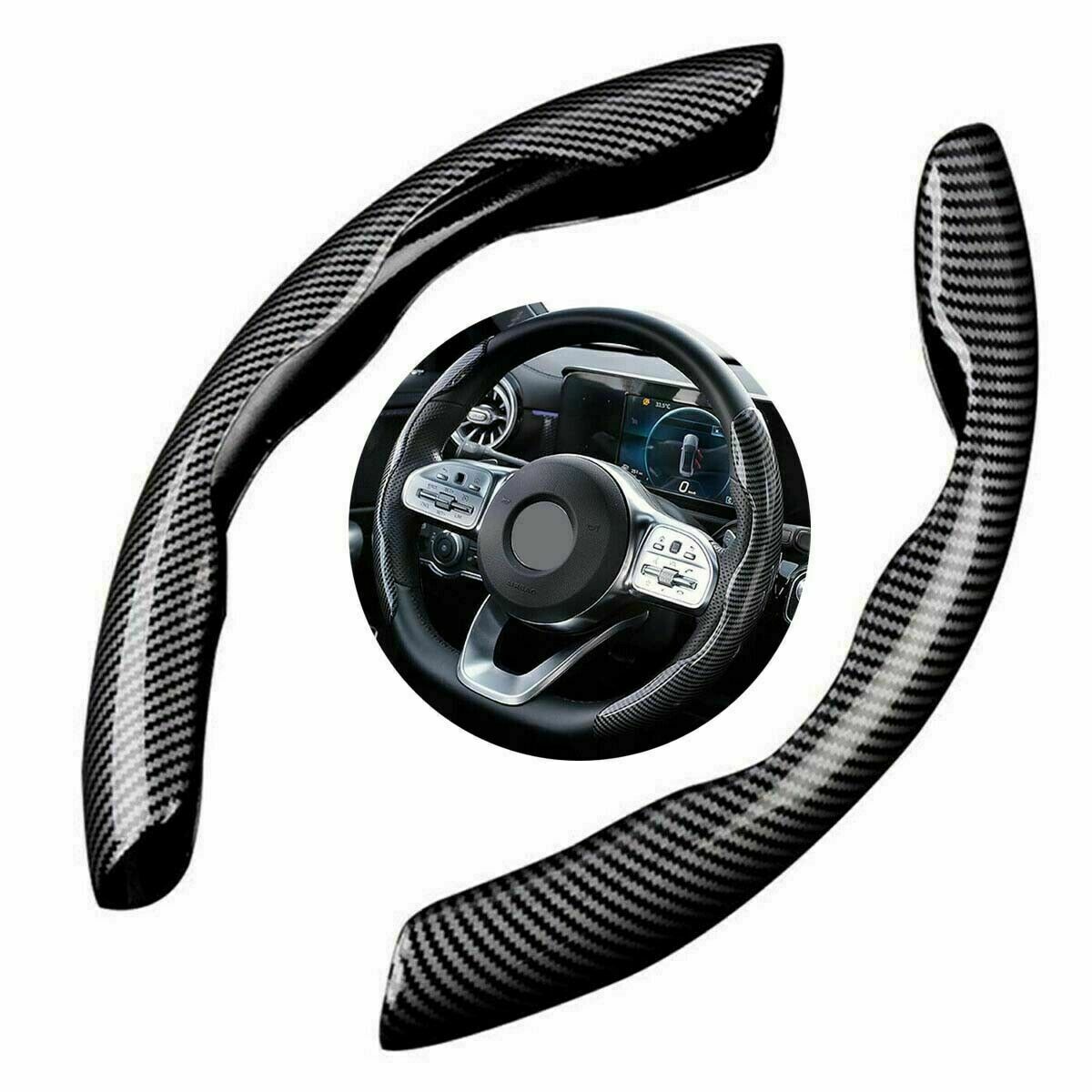 2x Carbon Fiber Car Steering Wheel Booster Cover Non-Slip Accessories Universal
