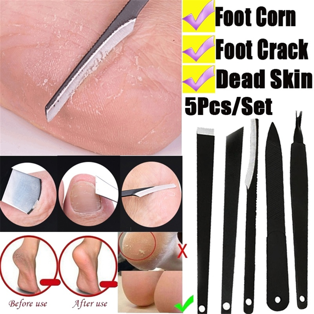 5pcs Cuticle Pusher Trimmer Cutter Remover Pedicure Manicure Nail Art Tool Kit