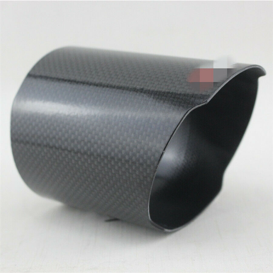 Inlet 89mm Glossy Real Carbon Fiber Exhaust Muffler Tip Cover Car Exhaust Pipe