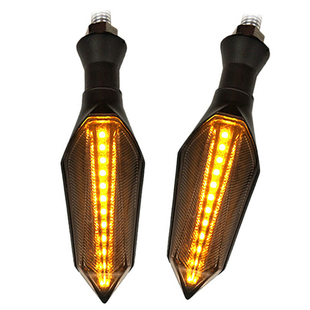 2x Motorcycle Flowing LED Turn Signal Indicator Blinker Light 12V Amber