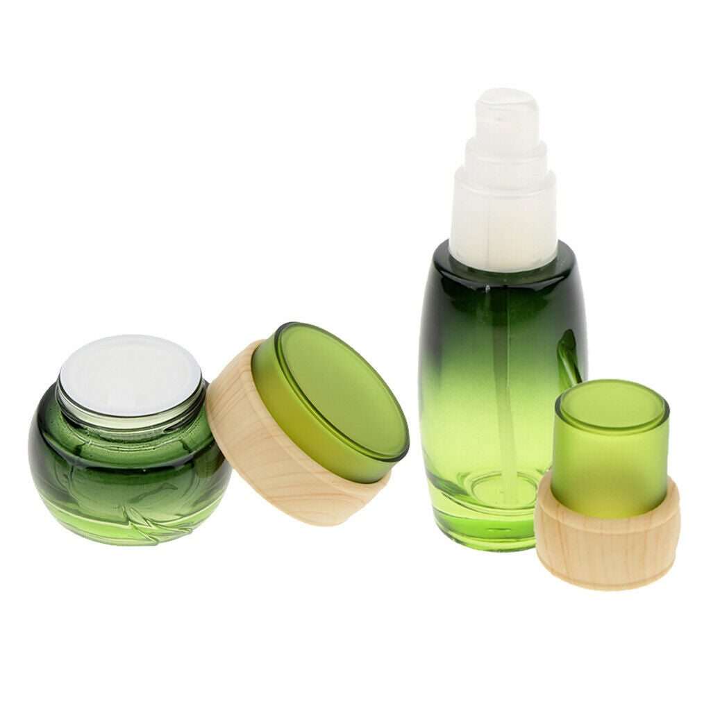 2pcs Empty Pump Glass Bottles Household Cosmetic Lotion Bottles Pot New