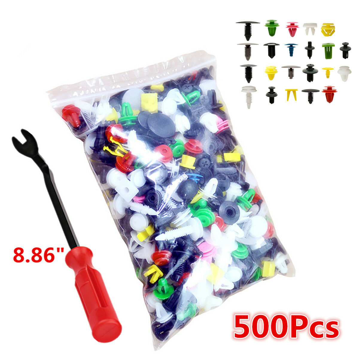 500pc Mixed Car Door Panel Trim Bumper Fender Rivet Retainer Push Clip Fasteners
