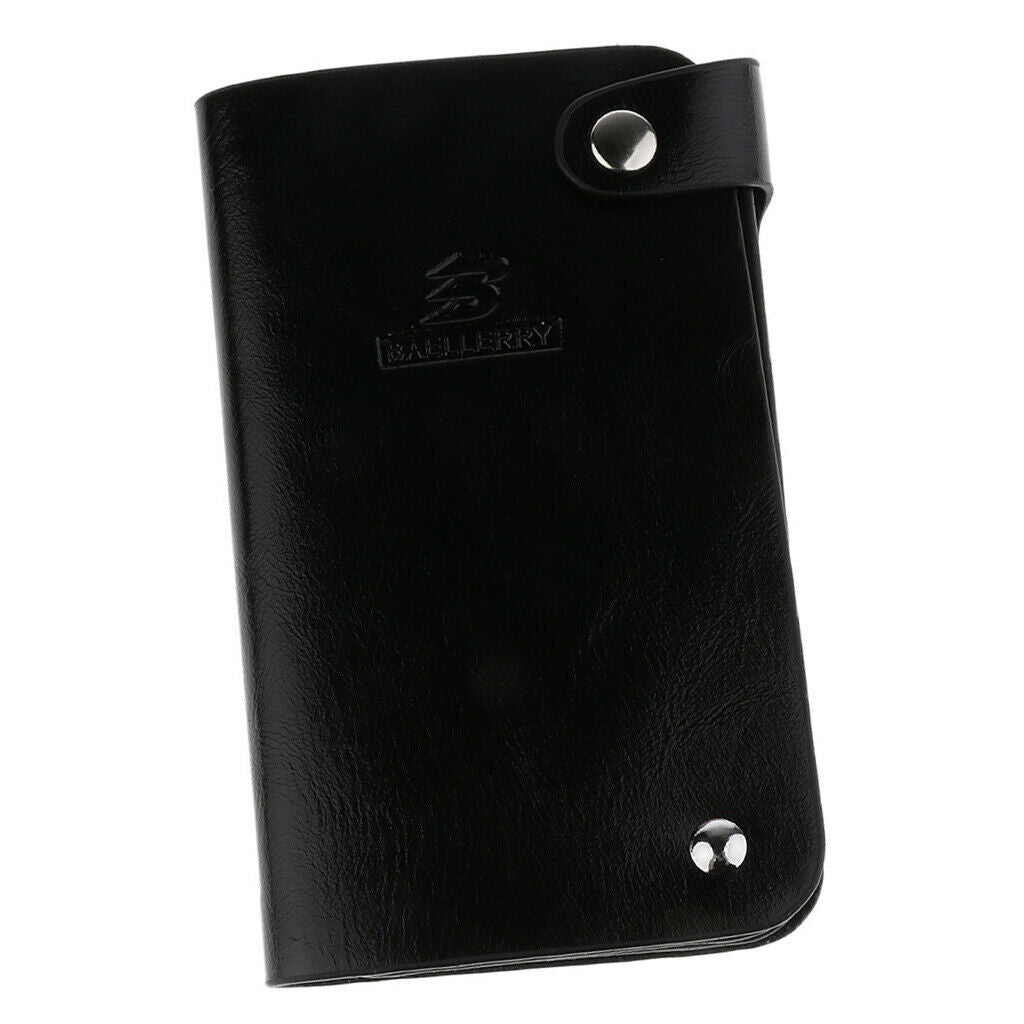 Trifold Pu Leather Mens Womens Credit Card Holder Organizer Black