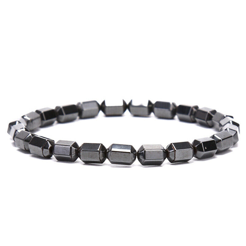 Natural Magnetic Hematite Black Beads Health Care Bracelet Bangles Men Je.l8