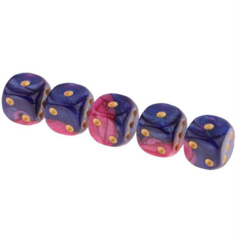 5Pcs 16mm 6 Sided Color Acrylic Dots Cubes Round Corner Kid Toys Digital Dice