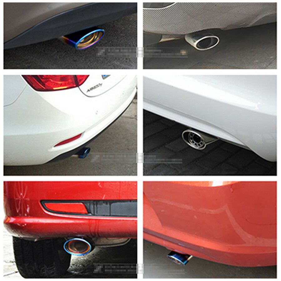 1x Black 62mm Stainless Steel Car Exhaust Pipe Bend Tail Muffler Tip Car Styling