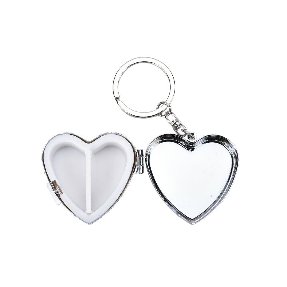 Metal Heart Travel Pill Box Medicine Container Case Storage Holder Keychai.l8