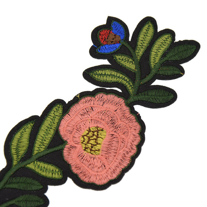 2 Pcs Embroidery Flower Iron On Patch Badge Bag Hat Jeans Dress Applique Crafts
