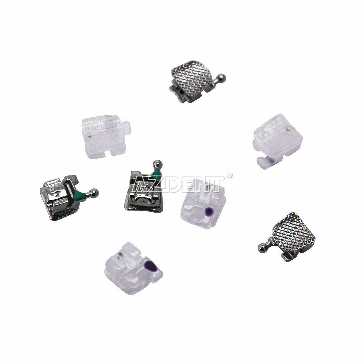Dental Orthodontic Self-Ligating Brackets Ceramic MBT.022 Hooks 3-4-5 Metal+Tool