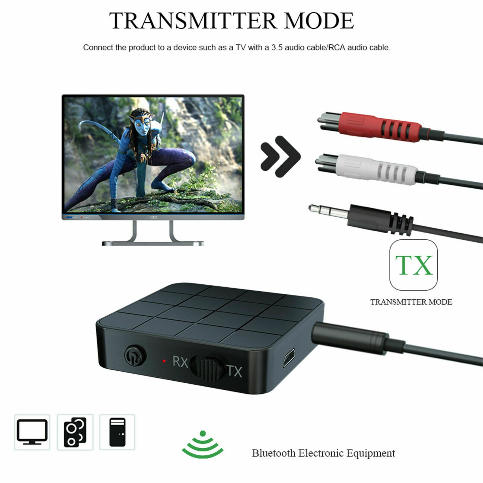 2in1Audio Transmitter Receiver Bluetooth5.0 Wireless  HIFI Music/Adapter RCA AUX