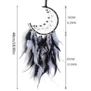 Moon Dream Catcher Handmade Feather Bead Wall Hanging Ornament for Kids Bedroom