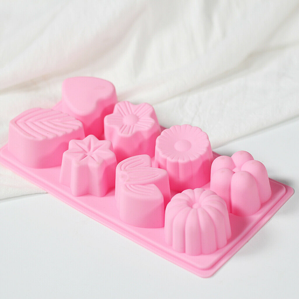 8 Cavity Assorted Silicone Flower Soap Mold DIY Soap Biscuit Muffine Mold