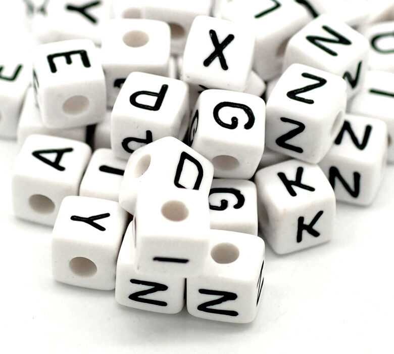 200X Mixed Cubic Acrylic Letter/ Alphabet Spacer Beads 6 x 6mm