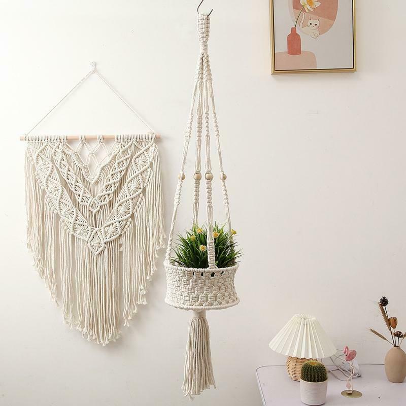 Hanging Plant Handmade Macrame Plant Hanger Flower Pot Holder Wall Garden Decor
