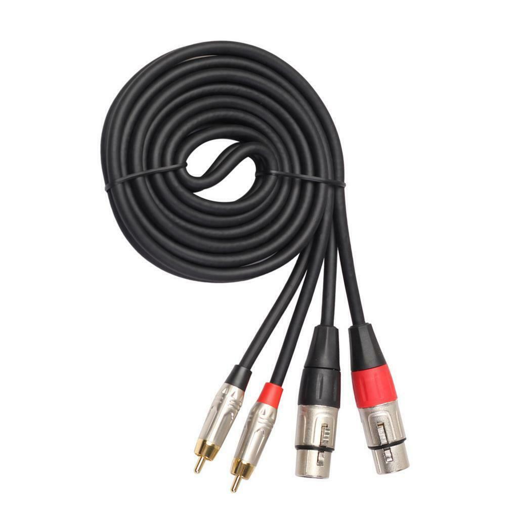 Dual Female to Dual RCA Male Signal Patch Cable Durable for Micophone 1.8m
