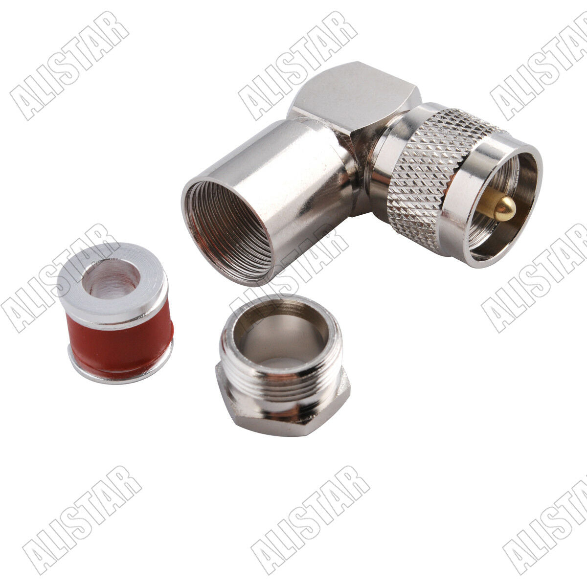 5x UHF PL259 male right angle clamp connector for LMR400 RG8 RG213 RG214 cable