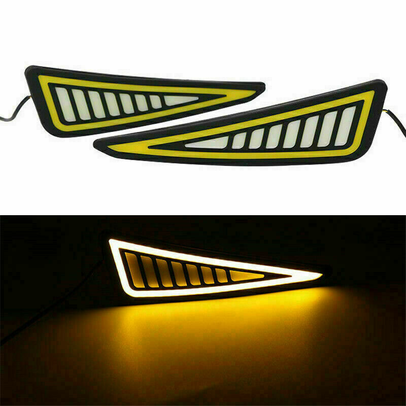 2PCS Car Universal DRL LED Daytime Running Light Driving Bulbs Turn Signal Strip