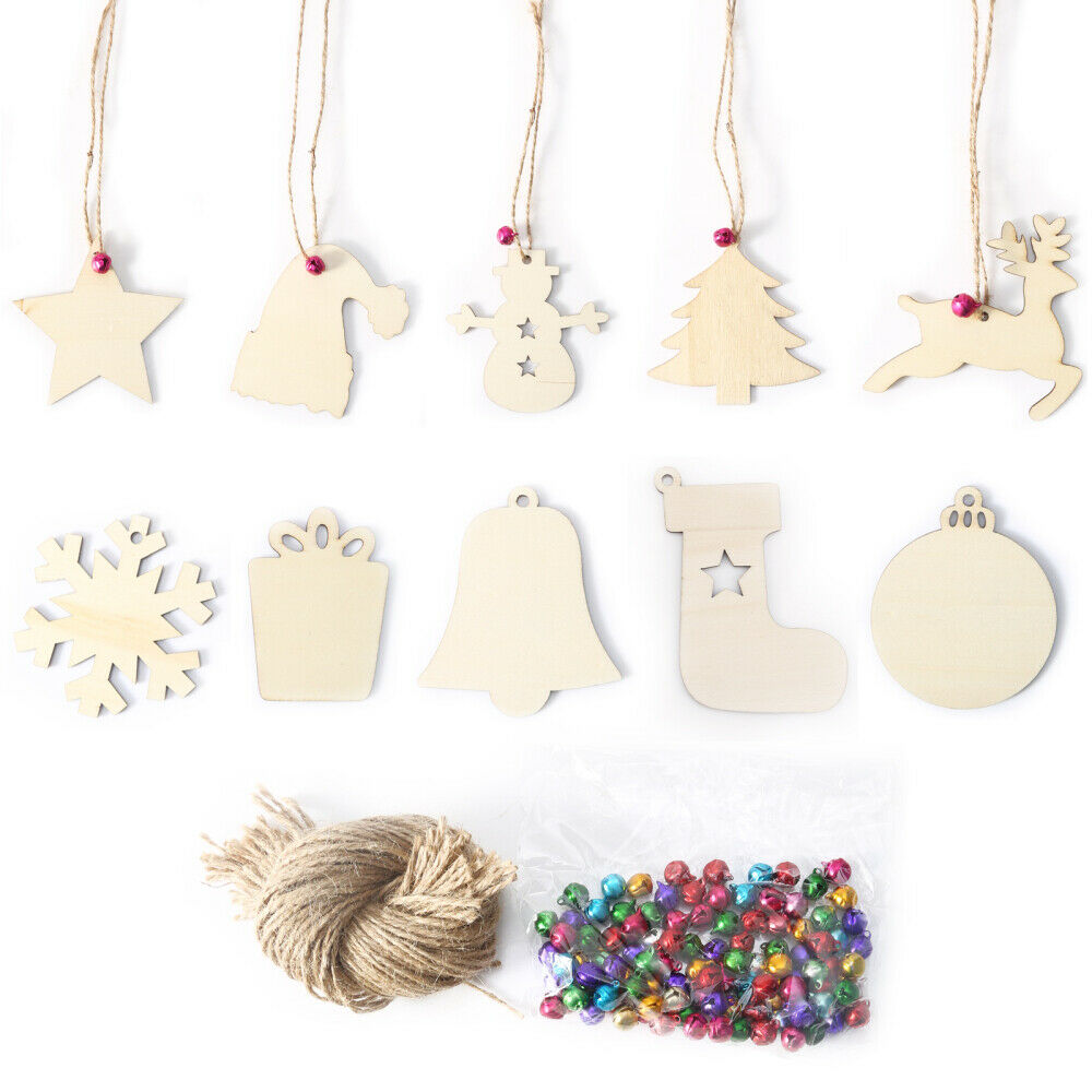 Unfinished Wooden Ornaments Christmas Wood Board Pendant Hanging DIY Decors New