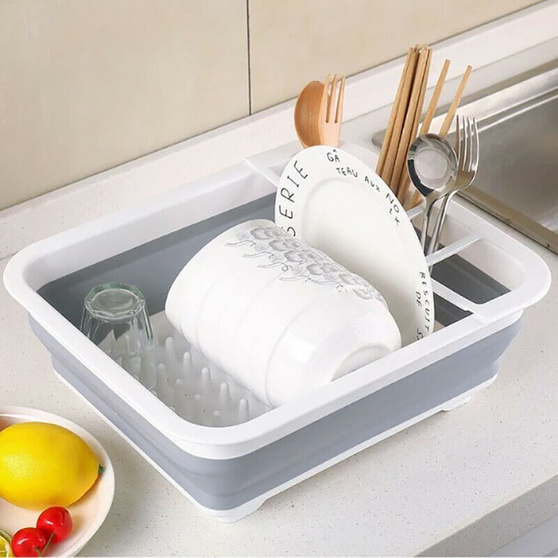 Foldable Dish Rack Kitchen Storage Holder Drainer Bowl Tableware Drying RackBDA