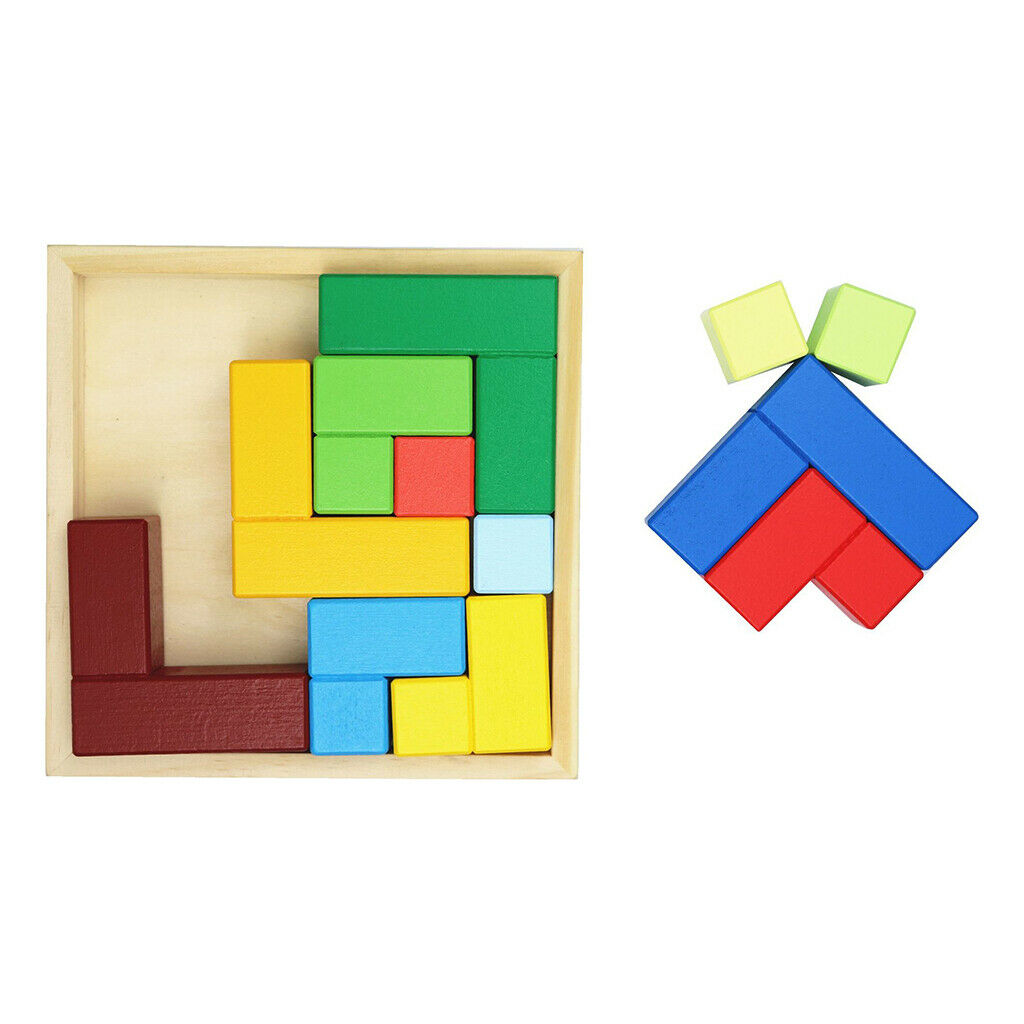 Kids Wood Cubes Building Blocks Puzzle Games Toys Learning Educationals Toys