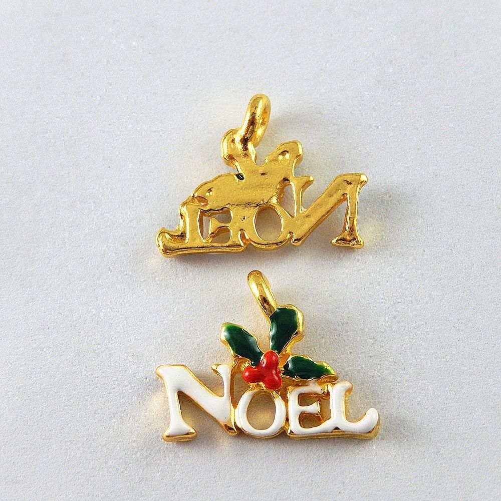20pcs Colorful Enamel Alloy NOEL Word Look Charm Pendant Jewelry Christmas Decor