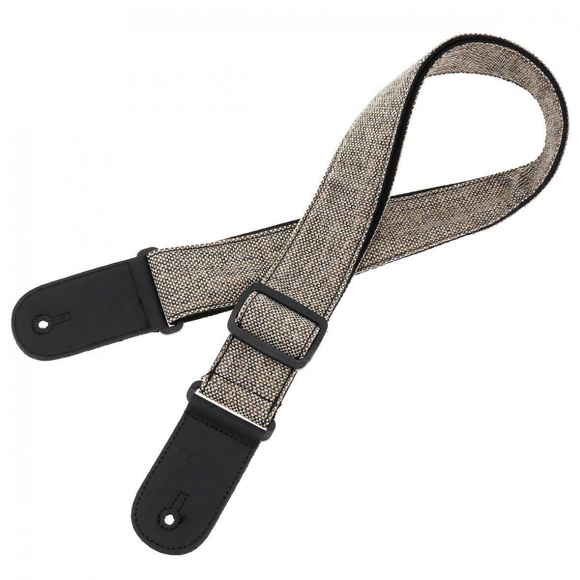 Guitar Strap PU Leather Head Cotton&Linen Double Fabric with Plectrum Pocket