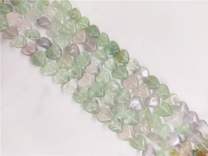 1 Strand 10x5mm Natural Multicolor Fluorite Heart Spacer Loose Beads 15.5" HH41