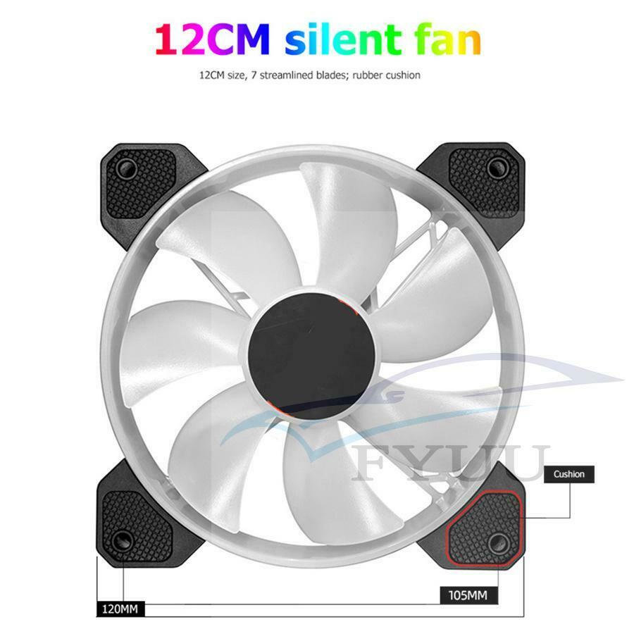 6x 120 mm Computer Case Fan RGB Fan Adjustable Colorful Lamp Light Adjust Cooler