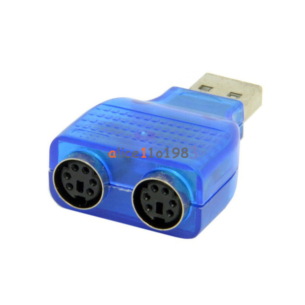New USB Male To Dual PS2 PS/2 Female Mouse Keyboard Splitter Converter Adapter