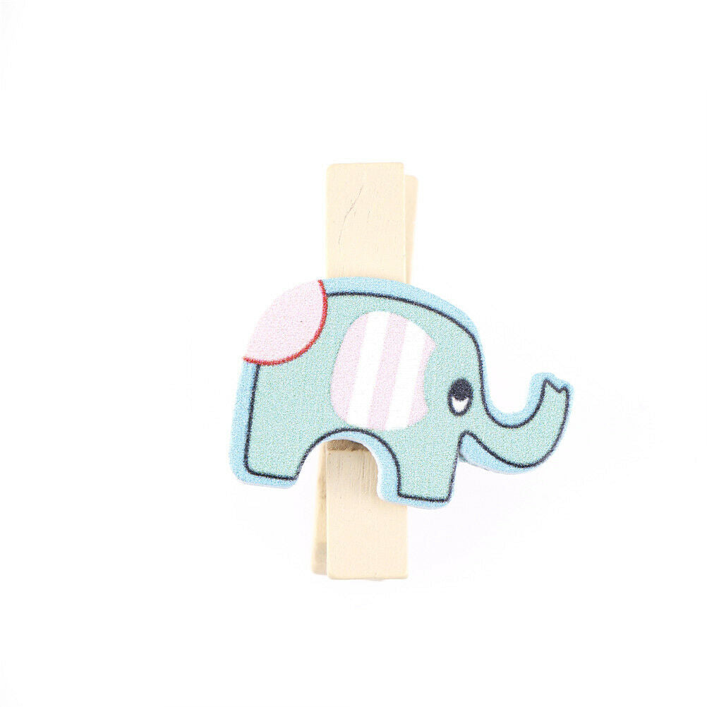 8x Mixed Colorful Elephant Wood Clips Photo Paper Pegs Clothespin Craft D.l8
