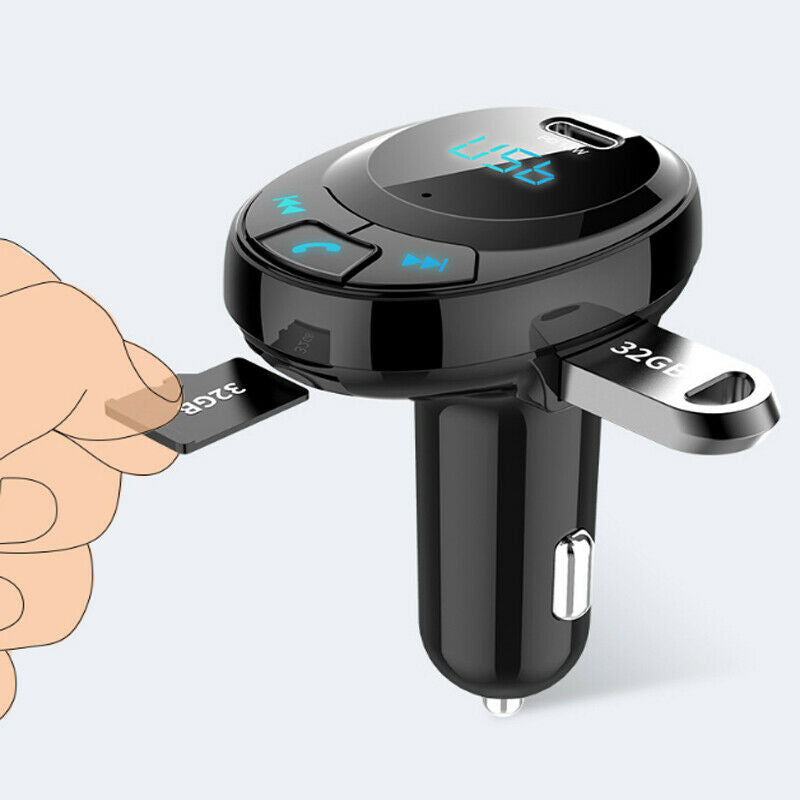 Car Truck Bluetooth MP3 Music Player Digital Display Dual USB Car Phone Charger