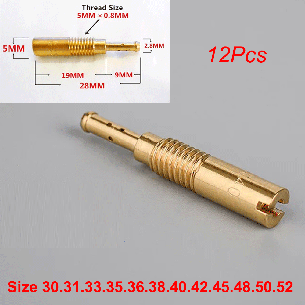 12Pcs Carburetor Pilot/Slow Jet Injector Nozzles 5mmx0.8mm for Keihin Carb PZ19