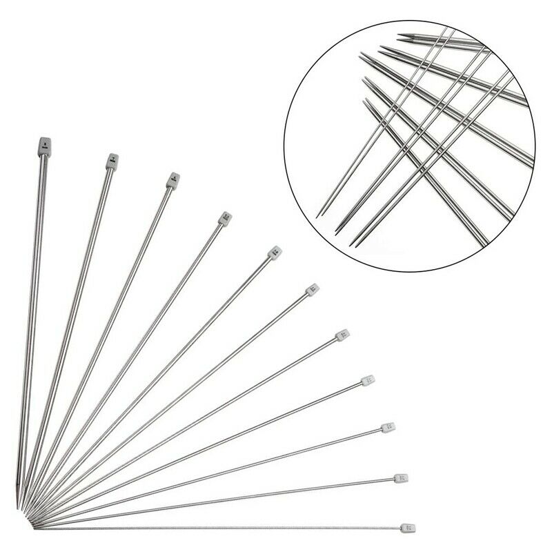 Knitting Needles, Straight Single Pointed Knitting Needles Kit, 22 Pcs MetalK2F5