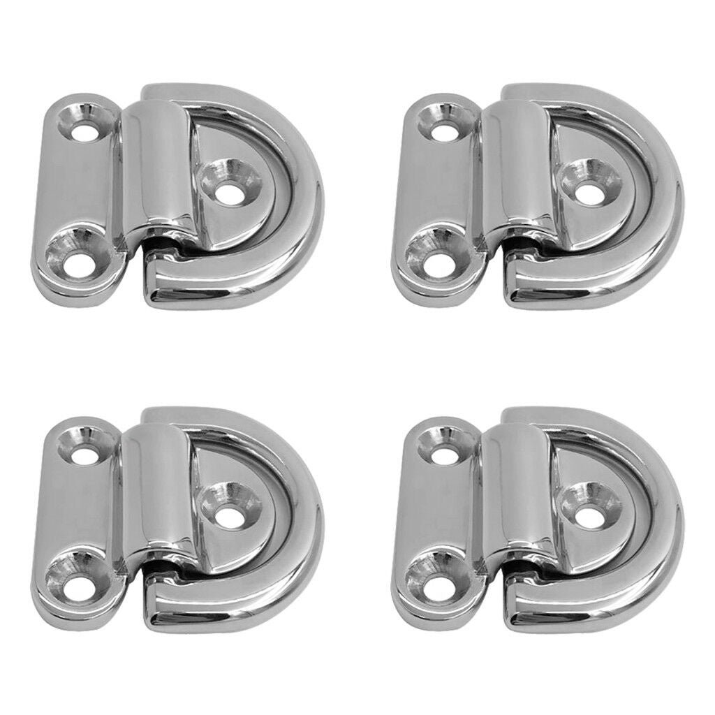 4pcs Folding Pad Eye Lashing D Ring Tie Down Anchor Point Marine Trailer