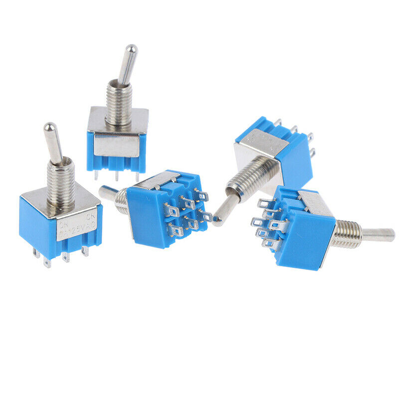 5X MTS-202 DPDT Switch 6A 125V AC 6-Pin ON-ON Mini Toggle Switch 2 Position BDD