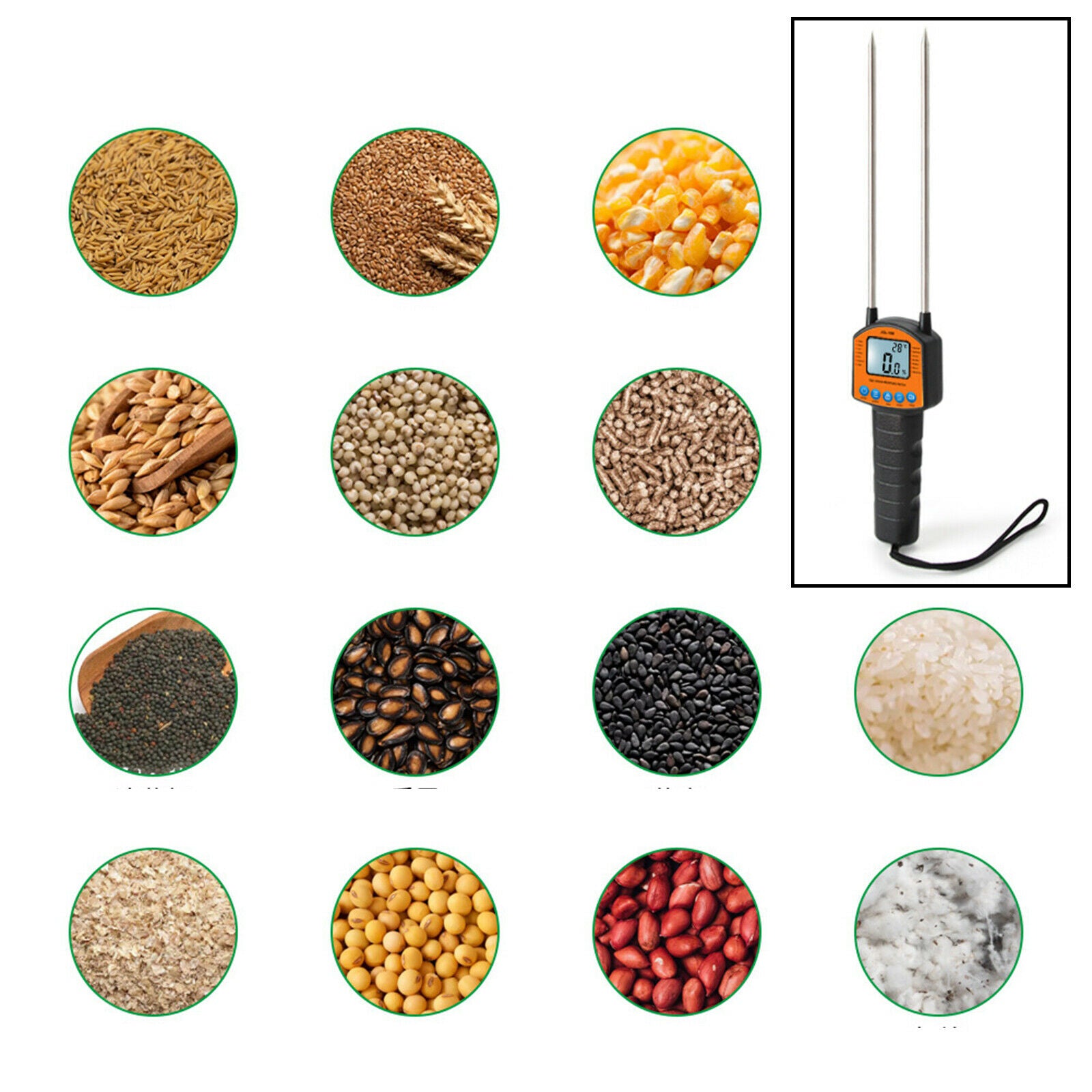 Cereal Moisturized Eater Temperature Water Content Tester 0-84% for Rice Wheat