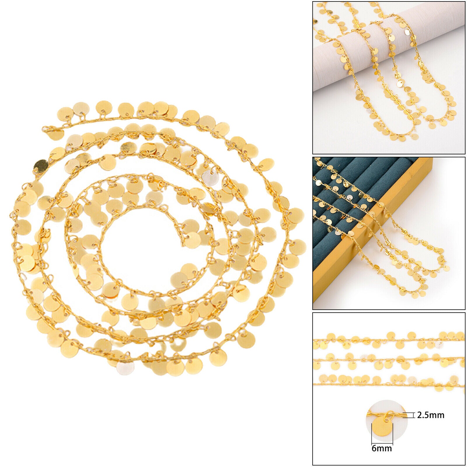 Brass Coin Link Chain Charms Pendants Circle Disc Beads for Jewelry Making Women