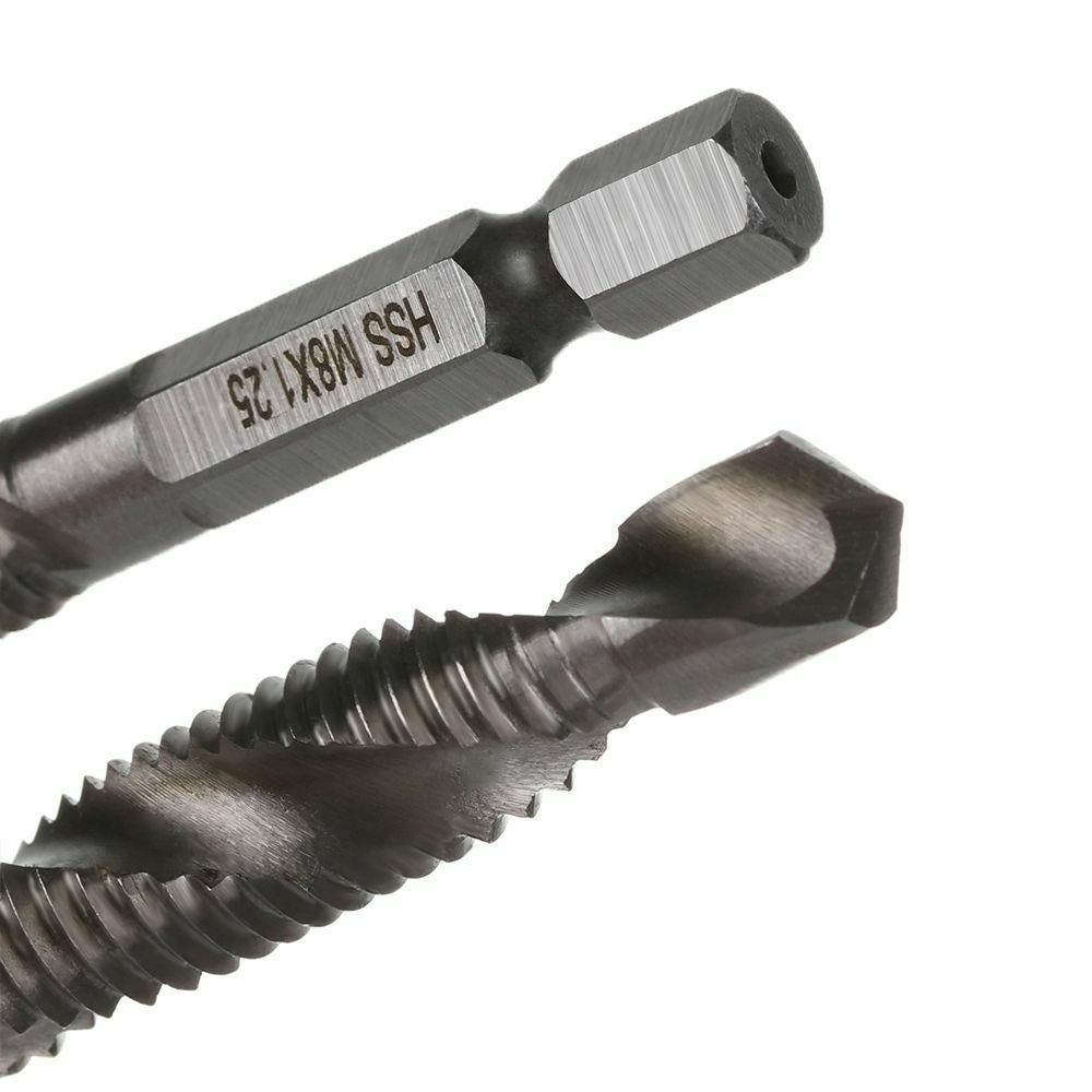 Durable Spiral Screw Tap HSS Drill Bit Hex Metric Shank Composite Tap Thread