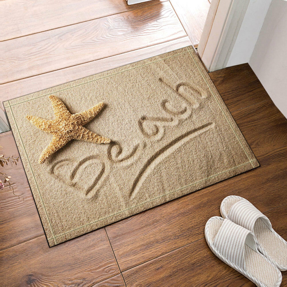Beach Write On Sand Bathroom Rug Non-Slip Floor Door Mat Flannel 16x24"