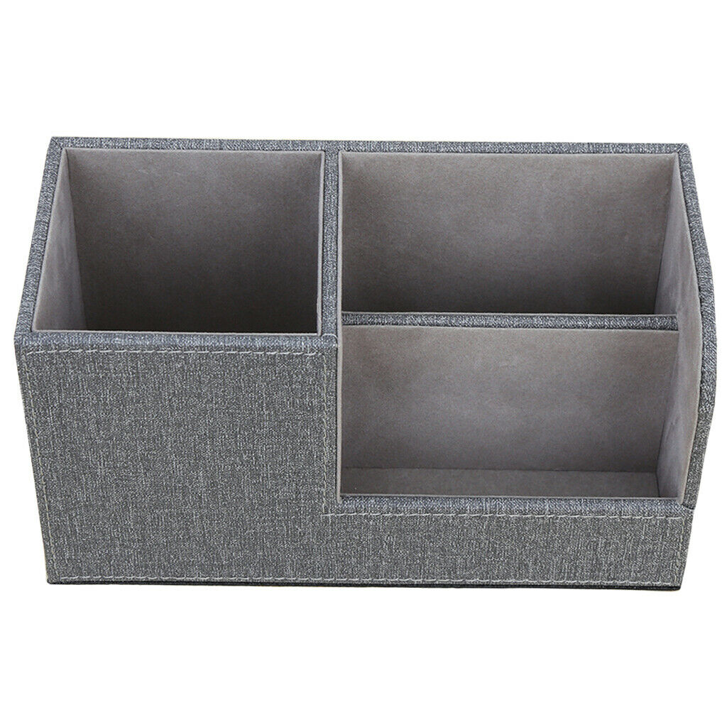 Leather Pen Holder Pen Container Tabletop Storage Box Gray