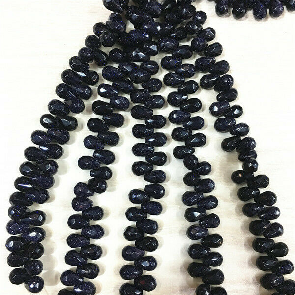1 Strand/40Pcs 12x8mm Blue Sand Stone Faceted Teardrop Loose Beads HH450