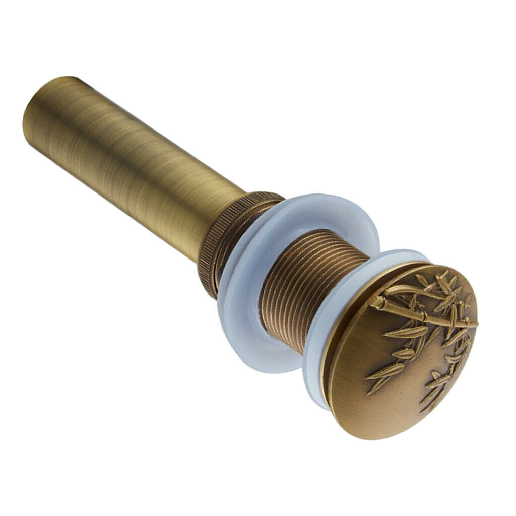 Bathroom Vessel Sink Brass Pop Up Drain without Overflow 3.2cm Bamboo