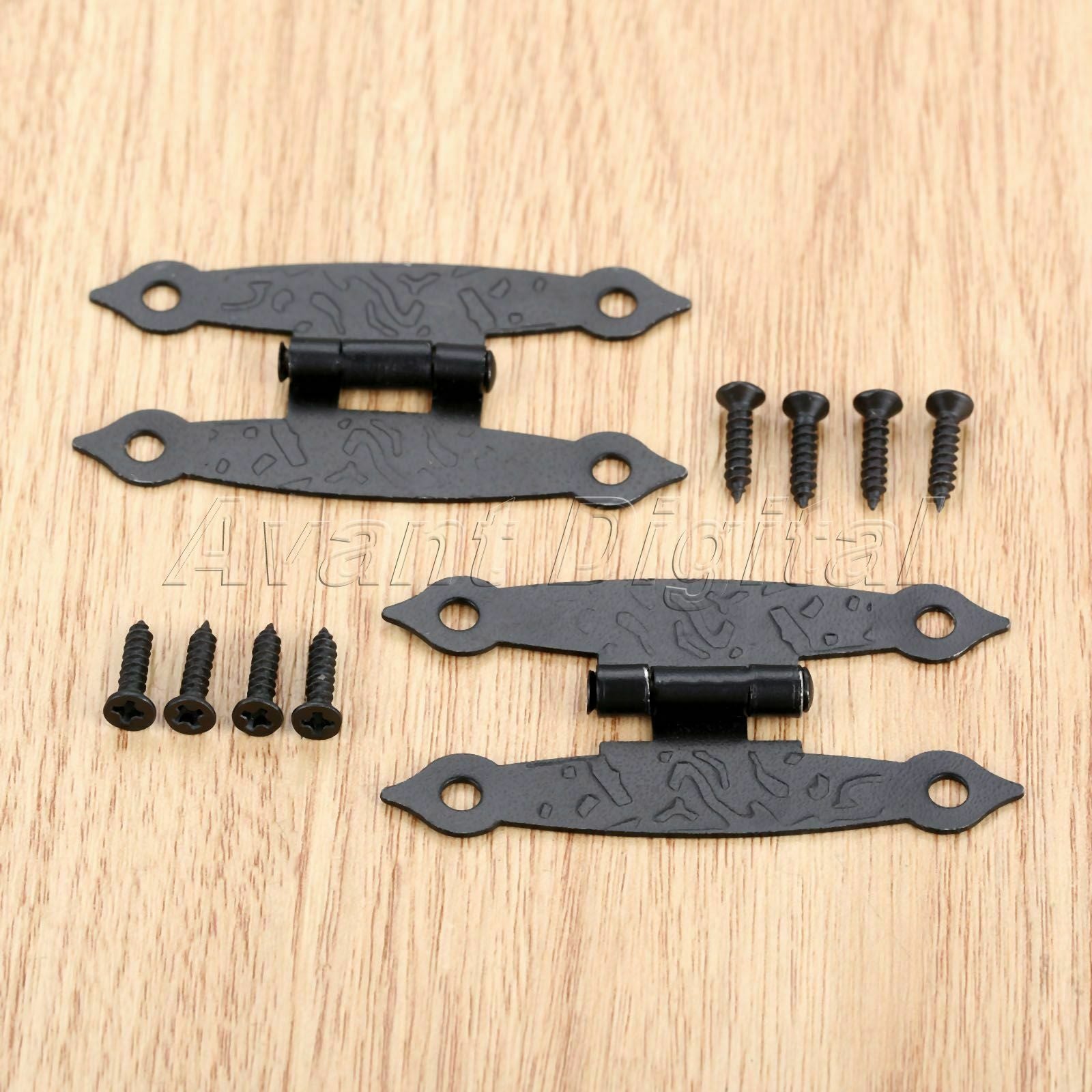 2Pcs 65*33mm Cabinet Door Luggage Black Hinge Bronze Tone Furniture Decoration