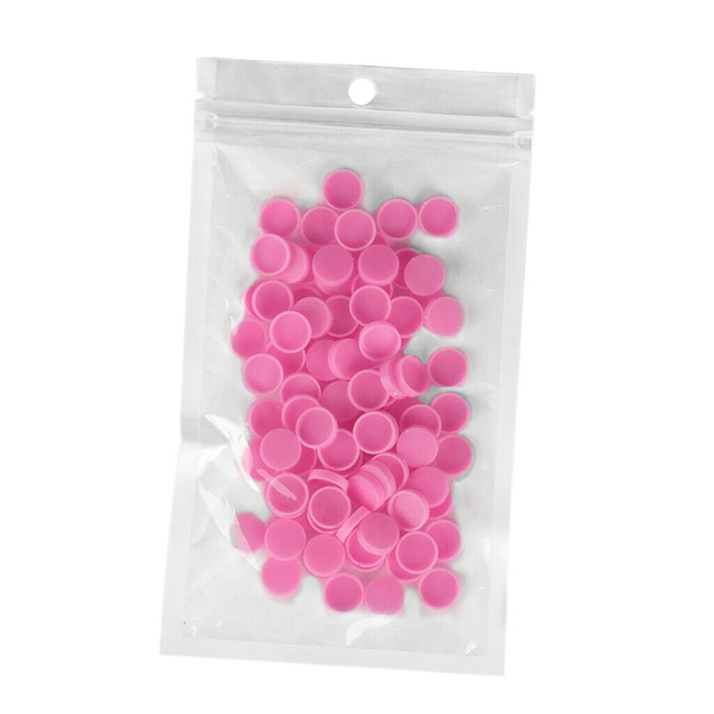 100x Disposable Glue Remover Delay Holder Permanent Makeup Ink Cups Caps 1cm
