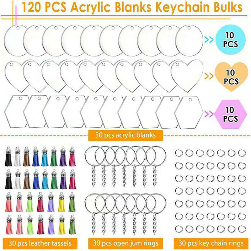 Acrylic Keychain Blank Transparent Ornament Pendants and Round Keychain Tass JY