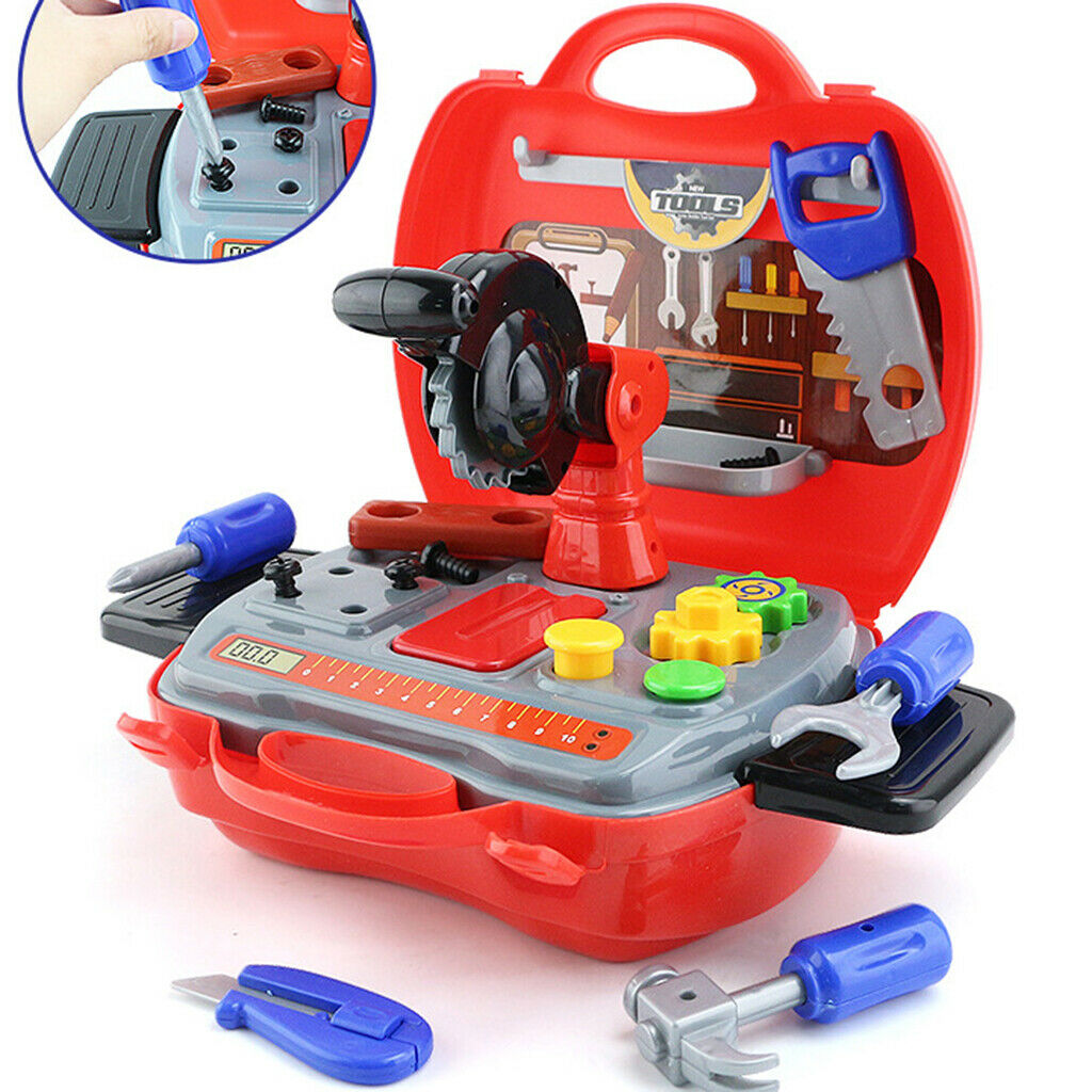 19Pcs Construction Tool Playset with Suitcase - Kids Children Pretend Play Early